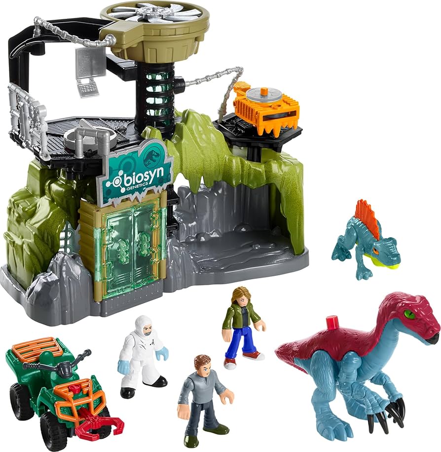 Fisher-Price Imaginext Jurassic World Toy Dinosaur Lab Playset, Owen Grady Maisie & Dr. Grant Figure