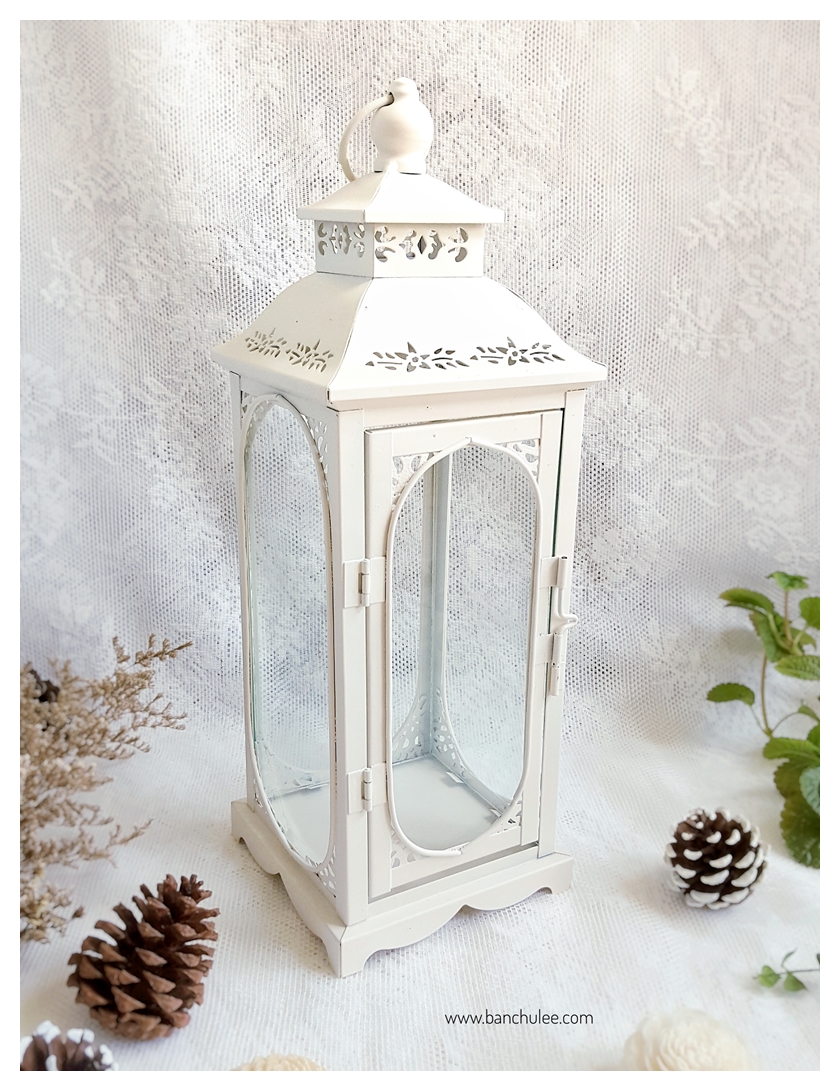 Vintage Lantern ตะเกียงสไตล์วินเทจ สีครีม งานโลหะและกระจก