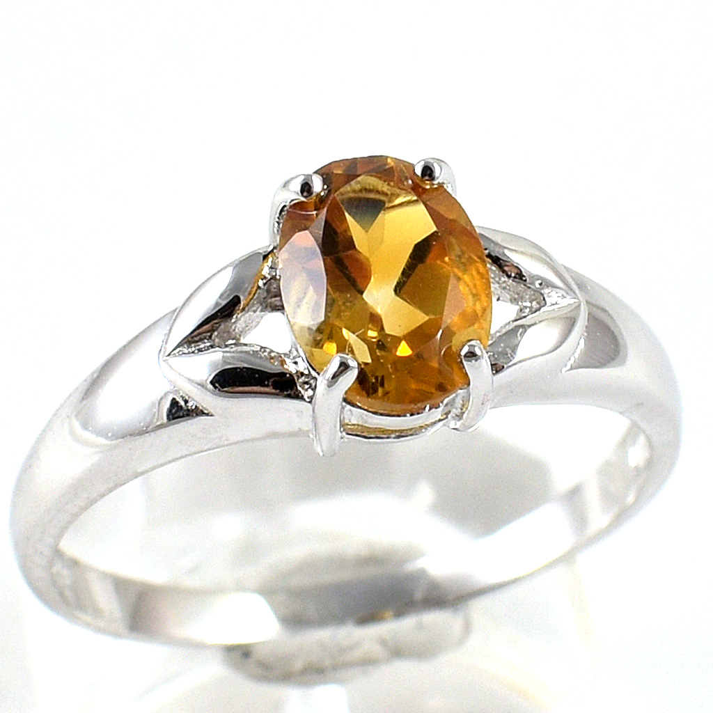 แหวนเงินแท้ราคาถูกชุบทองคำขาว ซิทรินแท้ 1.25 กะรัต งานประณีตสวยงาม สั่งผลิตค่ะ