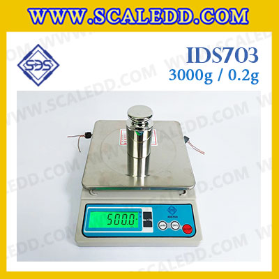 เครื่องชั่งดิจิตอล พิกัด 3000g x 0.2g เครื่องชั่งน้ำหนัก3000กรัม เครื่องชั่งดิจิตอล3000กรัม ตาชั่ง3000กรัม ยี่ห้อ SDS รุ่น IDS703