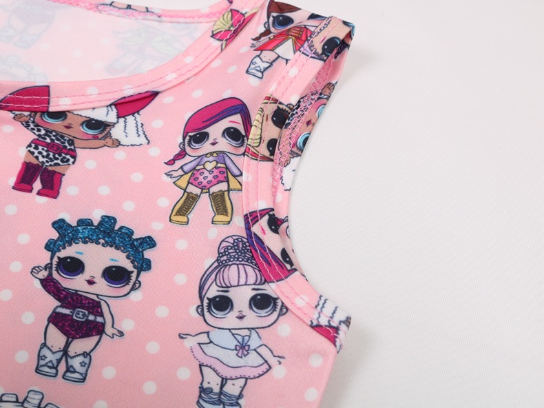 พร้อมส่ง ชุดเดรสแขนกุดลายยูนิคอน LOL สีชมพู