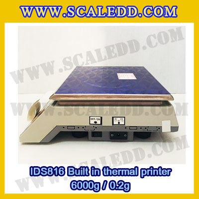 เครื่องชั่งดิจิตอล พิกัดน้ำหนัก 6kg Built-in thermal printer ยี่ห้อ SDS รุ่น IDS816 ค่าละเอียด 0.2g