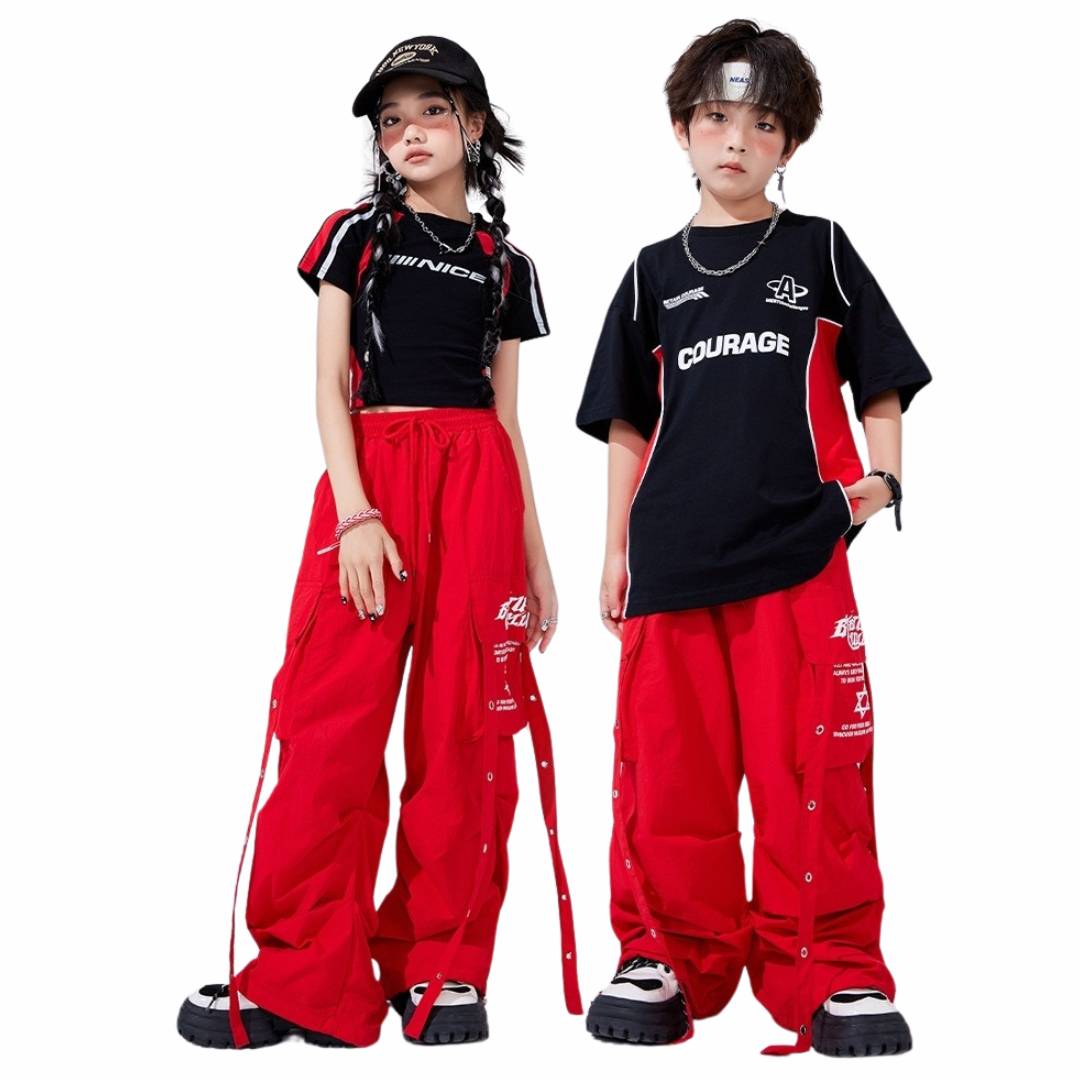 พร้อมส่ง ชุดเต้น เซ็ตชายหญิง เสื้อแขนสั้น+กางเกงขายาวสายรัด