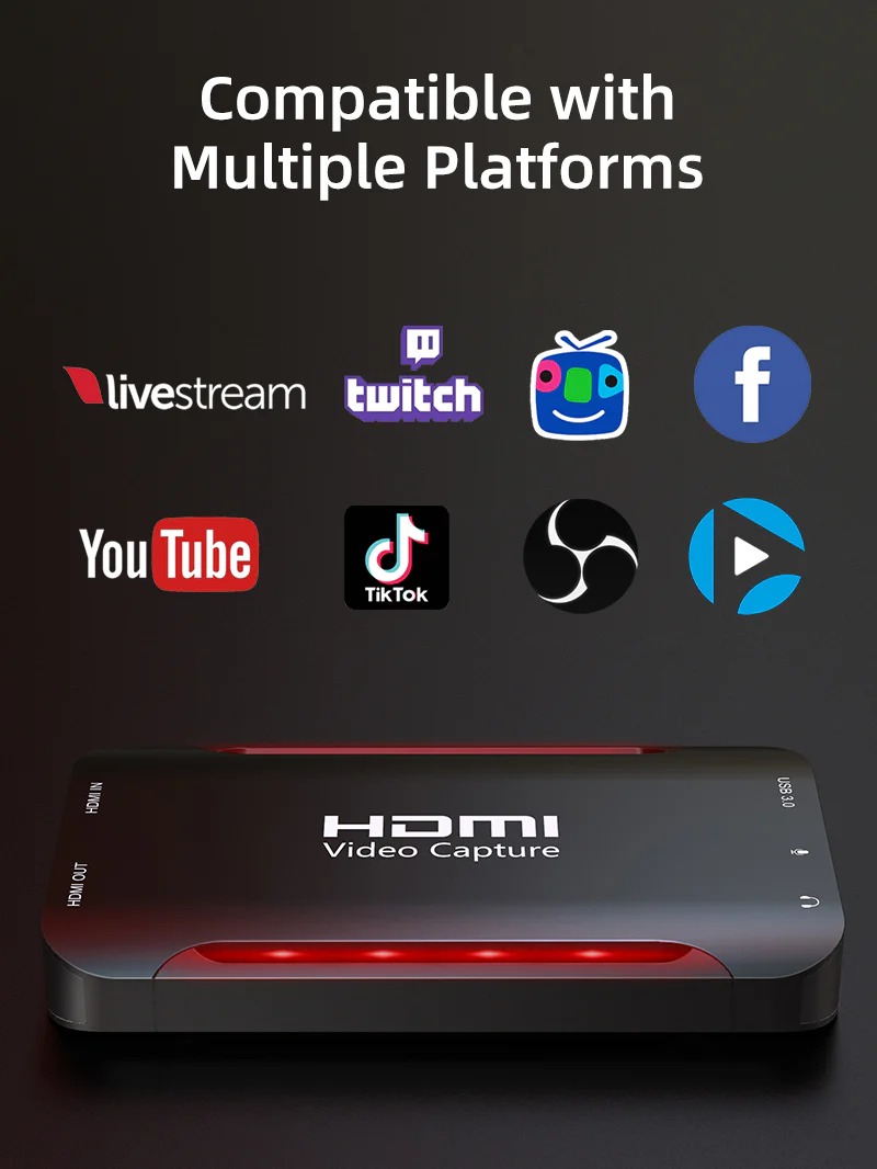 4K Ultra HDMI Video Capture Card Device for Live Streaming Output 1080P 60Hz by Cabletime