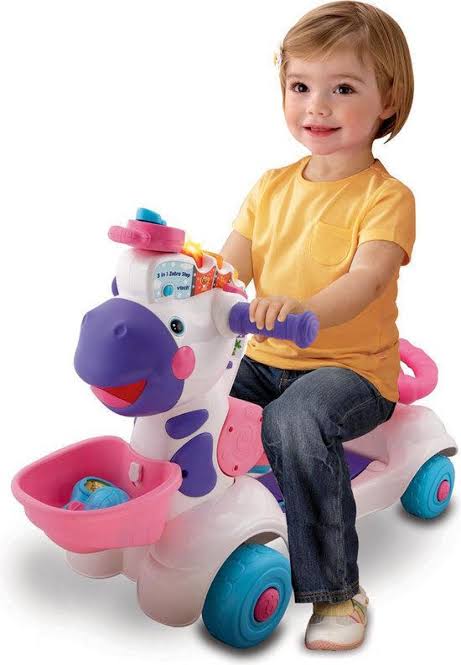 รถขาไถ/ สกู้ตเตอร์/ ผลักเดิน 3 in 1 VTech Learning Zebra Scooter สีชมพู