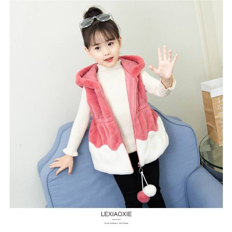 เสื้อกันหนาว เสื้อกั๊ก ขนนุ่มสีชมพู-ม่วง