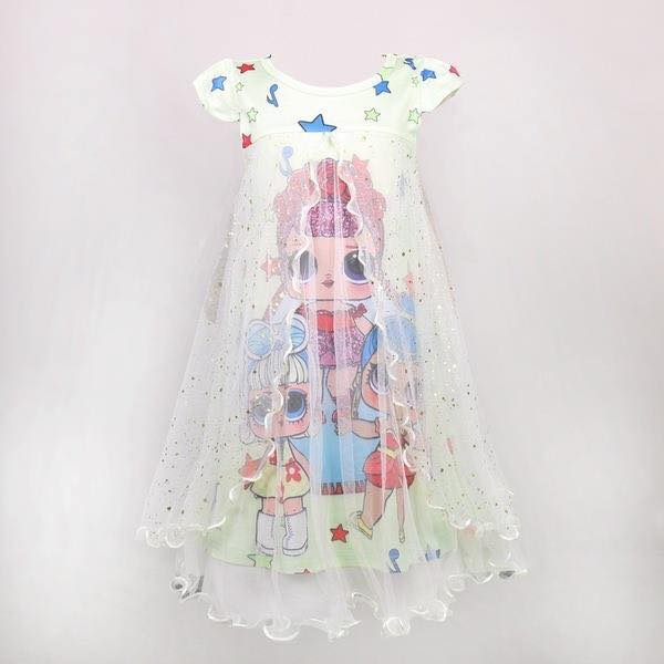 พร้อมส่ง ชุดเดรส เดรสเด็ก ลายการ์ตูน LOL ผ่าหน้า