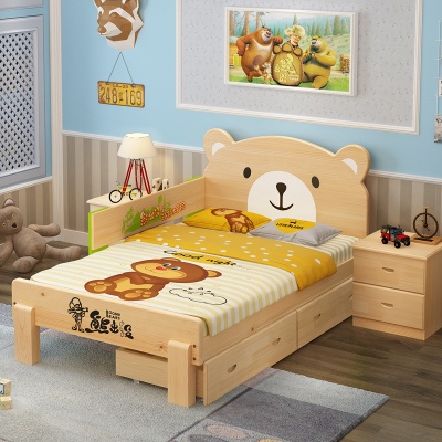 เตียงนอนไม้เด็ก MoMo Bear เตียงเดี่ยว 3ฟุต ลายพีหมี น่ารัก TP21020 (WDK20)