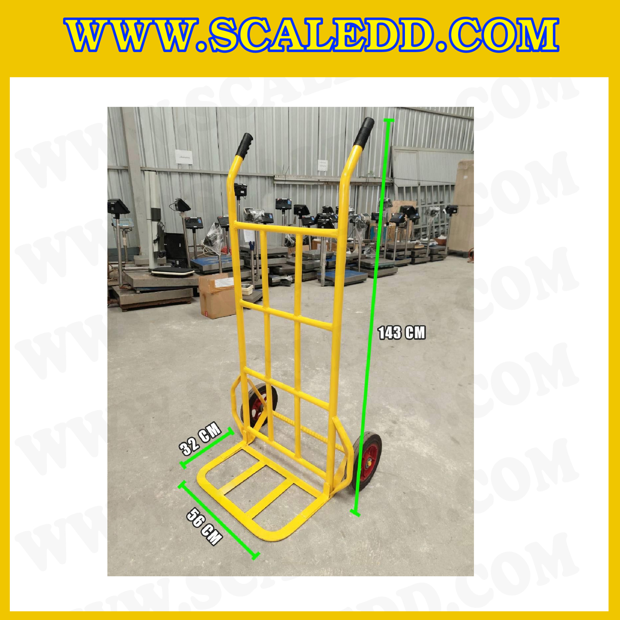 รถเข็นเหล็กสองล้อ แบบตรง รับน้ำหนัก 150 กก. สีเหลือง STX-150 ยี่ห้อ JUMBO รุ่น STX-150