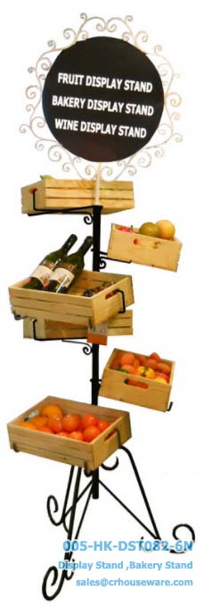 ชั้นตั้งวางผลไม้ เบเกอร์รี่ ขนม รวมกะบะมีล้อและลังสี 6 ใบ รุ่นทาวเวอร์ 6 crates display shelf with wheels tower version Code : 005-HK-DST082-6N