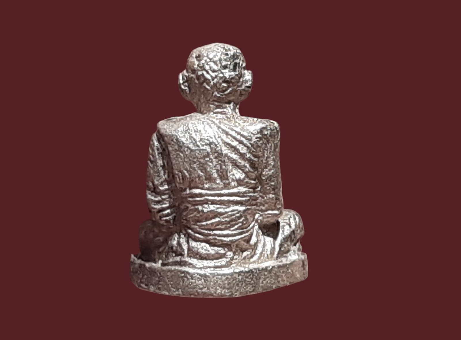 รูปเหมือนหล่อ หลวงพ่อหยอด วัดแก้วเจริญ พิมพ์จิ๋ว (หล่นหาย) อายุ 84 ปี 2538 เนื้อเงิน