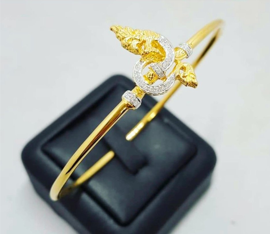 พร้อมส่งและสั่งผลิตกำไลทองเพชรแท้พญานาคเสริมดวง แต่งงาน หมั้น ใส่เที่ยว ออกงาน ทองคำ 9K เพชรกุหลาบแท้ 0.13 กะรัต 26 เม็ด ราคาถูกมาก ส่งฟรี