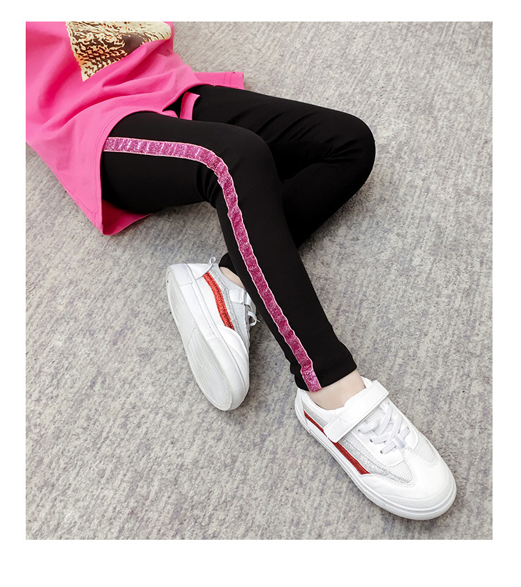 กางเกงเด็ก เลกกิ้งสีดำ แต่งแถบกลิตเตอร์