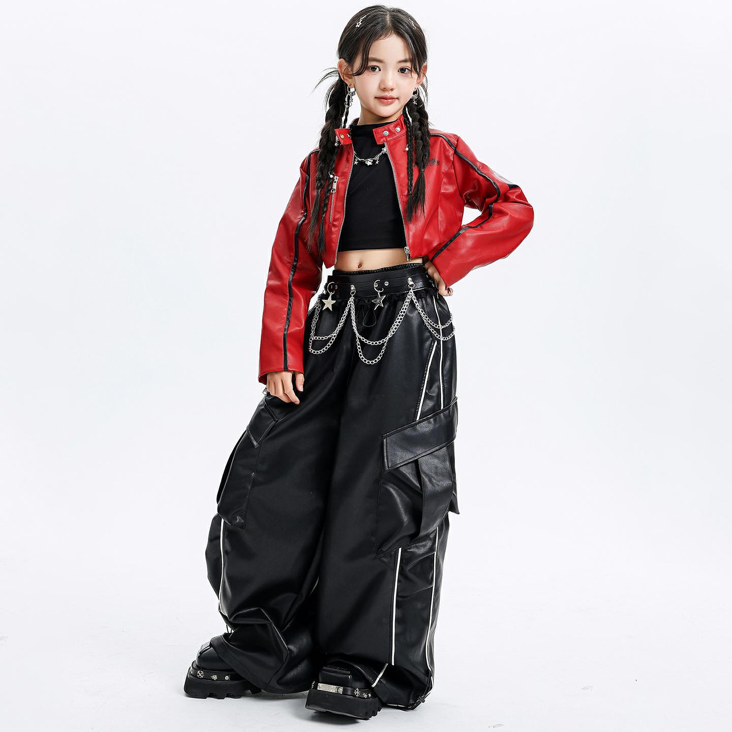 friendly4kid พร้อมส่ง ชุดเต้นเด็กหญิง HipHop Jazz เสื้อแขนยาว