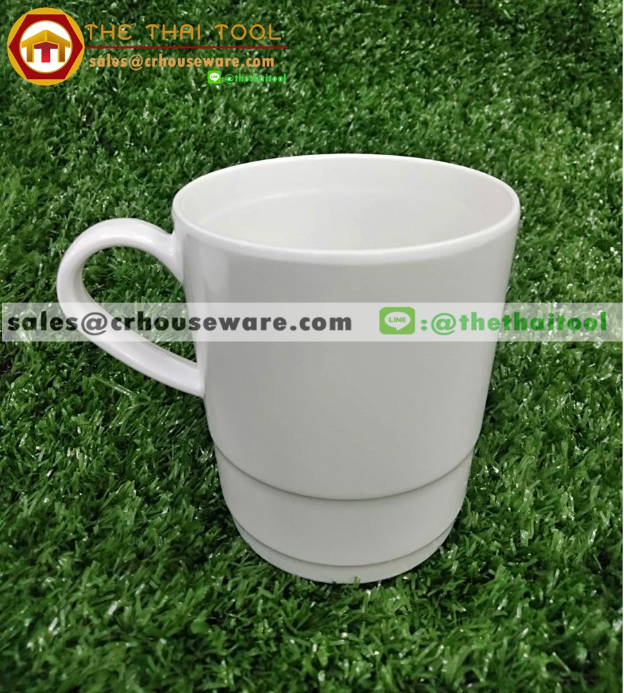 แก้วน้ำเมลามีนมีฝาปิด,ฝาแก้วรองเป็นจานรองแก้วได้,แก้วน้ำคนป่วยโรงพยาบาล017-CL244-3,Melamine glass with lid,แก้วน้ำเมลามีนลดขยะตลาด