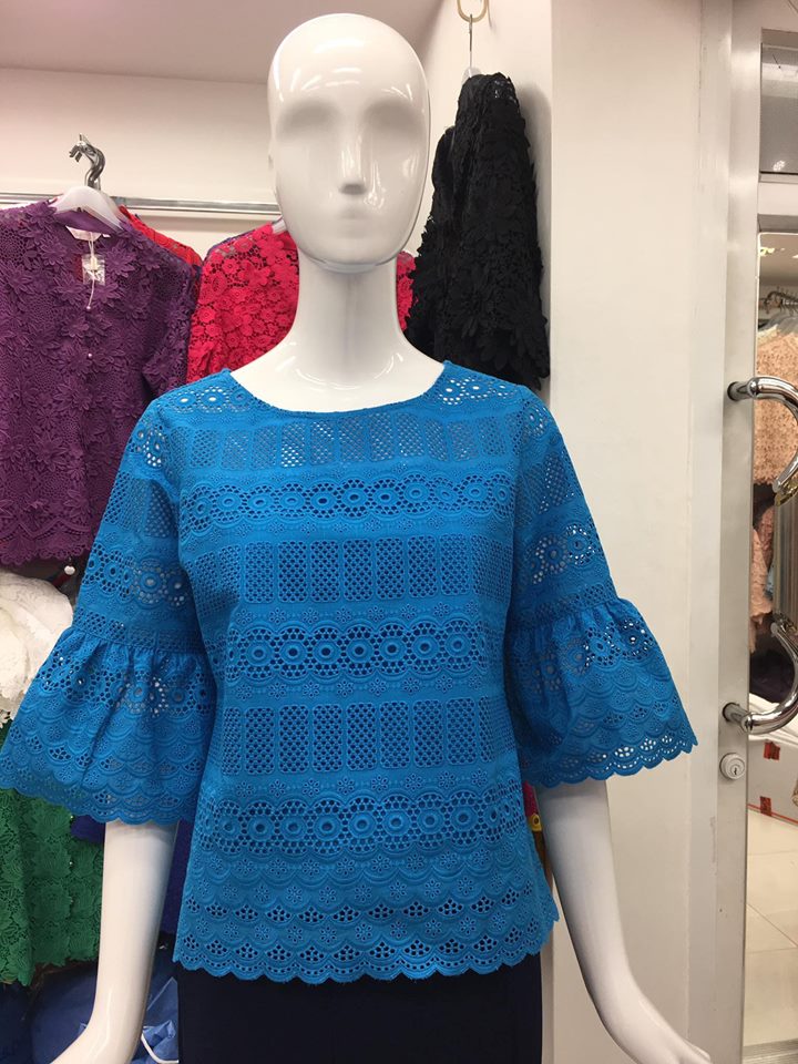 เสื้อลูกไม้ผ้าฝ้าย ฉลุลายลูกไม้สีสวย แบรนด์พิ้งบูติค