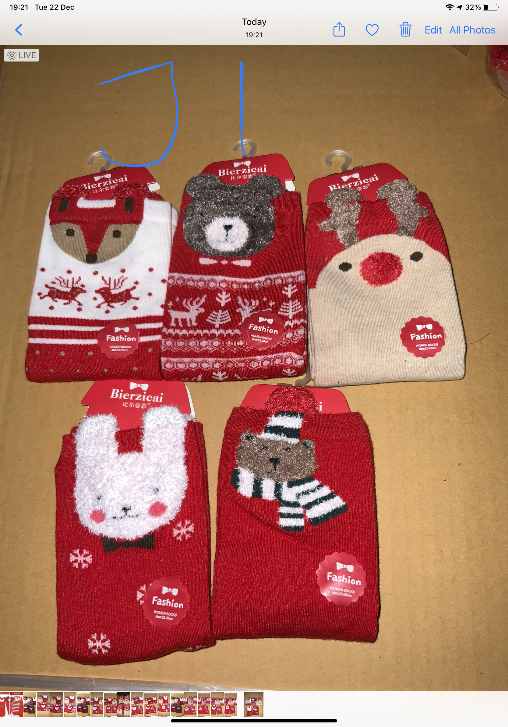 Fถุงเท้าเด็ก ลายคริสมาสต์