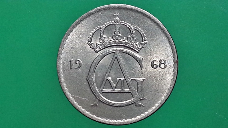 เหรียญ เงินตรา ประเทศ สวีเดน Ore 1968