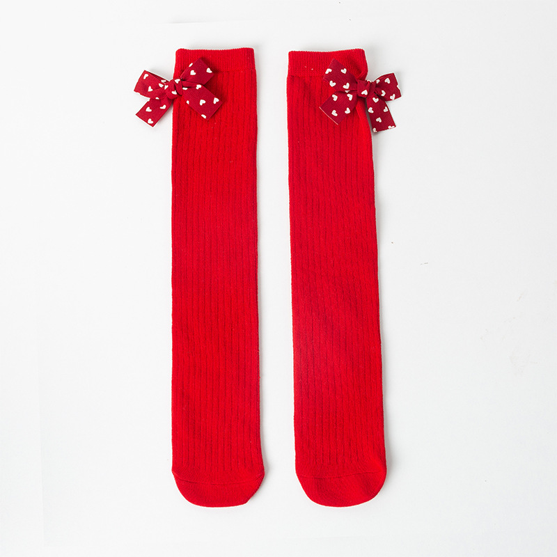 พร้อมส่ง ถุงเท้ายาว ถุงเท้าเด็ก สีแดง คริสมาสต์