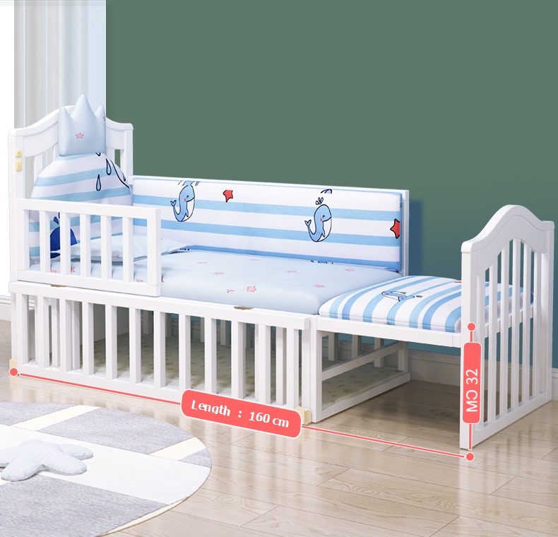 เตียงนอนไม้สำหรับเด็ก White Premium Crown TP21061 (WD17)