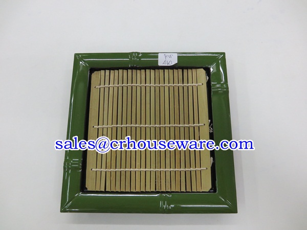 ถาดพลาสติกรูปไผ่ พร้อมเสื่อวางบะหมี่ (เล็ก)005-TW-JP-P316