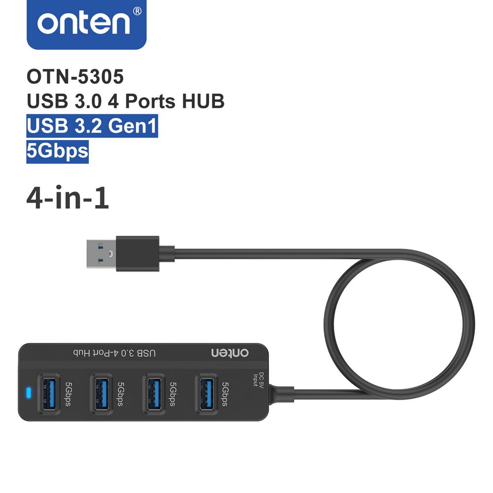 USB 3.0 4-Port HUB with USB-C Power by Onten