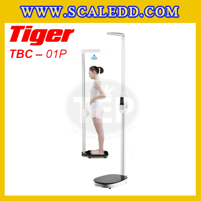 เครื่องวัดองค์ประกอบในร่างกาย เครื่องชั่งน้ำหนักคน200kg เครื่องชั่งน้ำหนักและวัดส่วนสูง 210 เซ็นติเมตร พิกัดน้ำหนัก 200kg ค่าละเอียด 50g ยี่ห้อ TIGER รุ่น TBC-01P