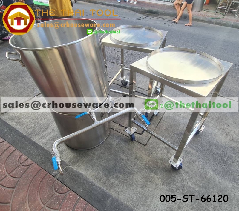 หม้อสตูว์สเตนเลสหนาใหญ่ ,หม้อสเตนเลสเกรดAฟู้ดเกรด , หม้อต้มมีก๊อกสำหรับโรงงานแปลรูปอาหาร 120ลิตร (เฉพาะหม้อต้มไม่รวมขาตั้ง)