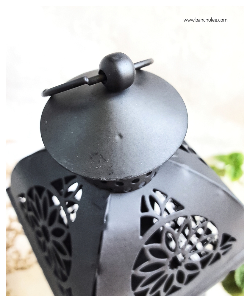 Black Vintage Lantern ตะเกียงสไตล์วินเทจ สีดำ ฉลุลายดอกไม้
