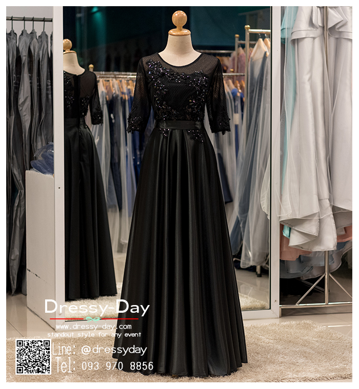 รหัส ชุดราตรี :BB120 ราตรียาวแบบมีแขน ช่วงบนปักลูกไม้เนื้อดี คาดโบว์น่ารัก ต่อกระโปรงผ้าซาตินพรีเมี่ยม มาพร้อมซับในอย่างดี สวยแบบเรียบหรู ใส่ได้หลากหลายโอกาส