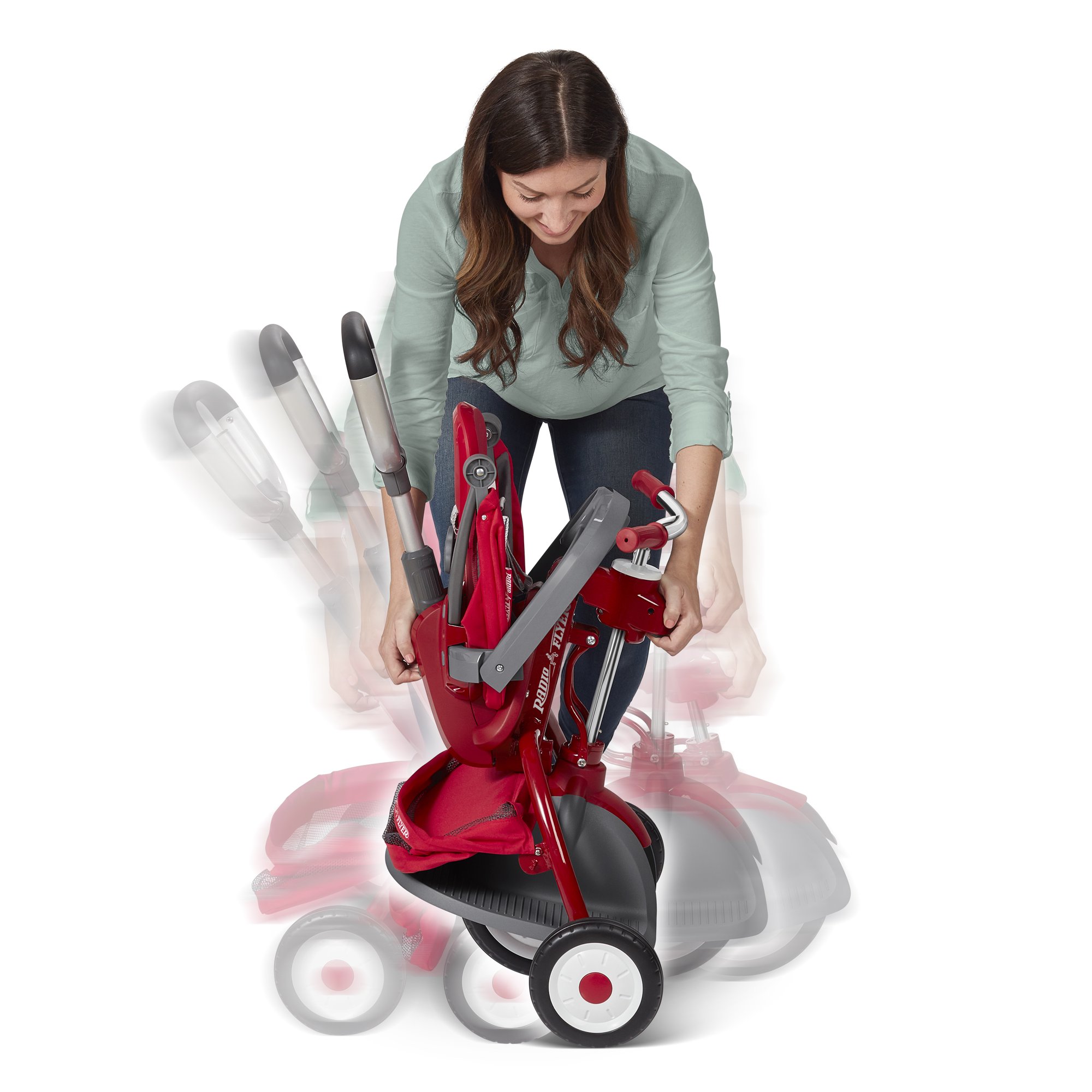 จักรยาน Radio Flyer, EZ Fold 4-in-1 Stroll 'n Trike, Folding Trike, Red