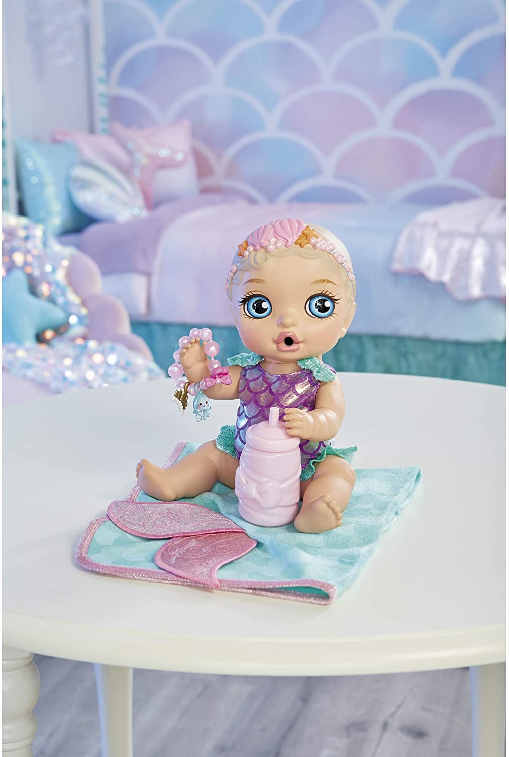 ตุ๊กตา Baby Born Surprise Mermaid Surprise – Teal Towel with 20+ Surprises, Multicolored