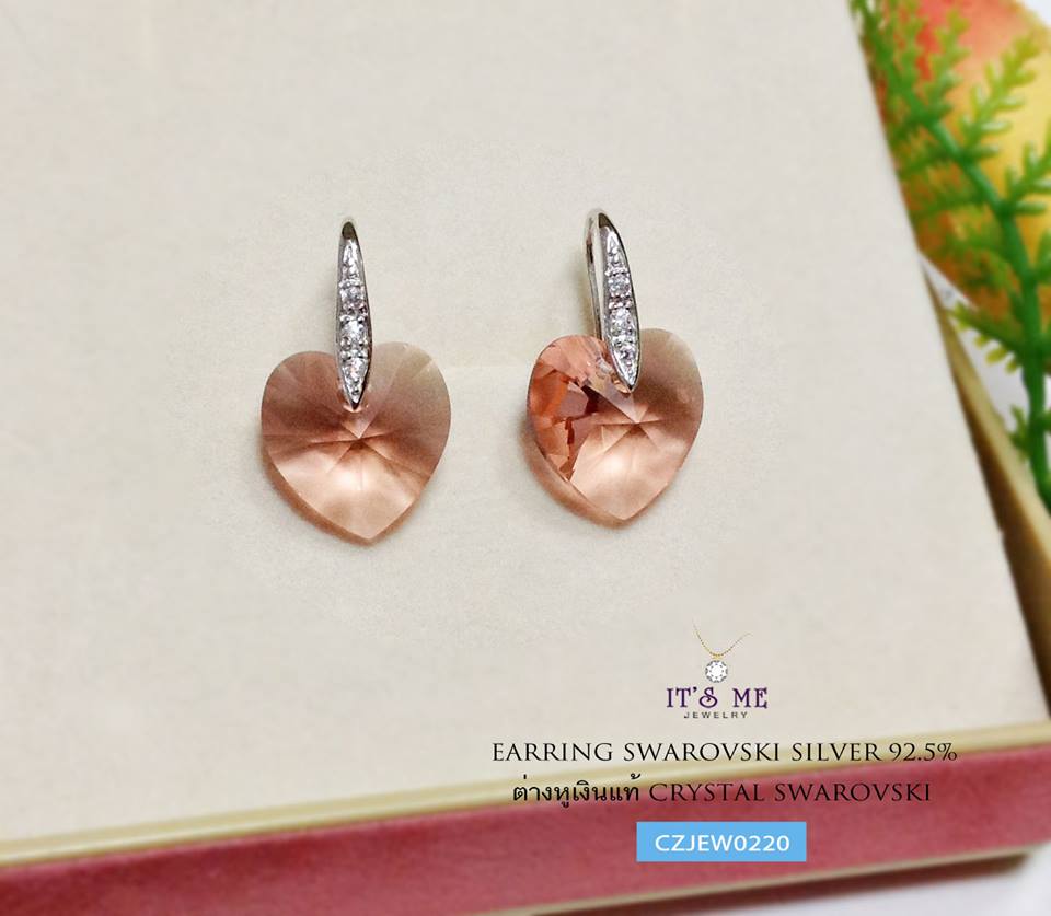 ต่างหูเงินแท้ ต่างหู CRYSTAL SWAROVSKI เรือนเงินแท้ แบบเกี่ยว(งานเงินแท้ชุบโรเดียม/ทองคำขาว)
