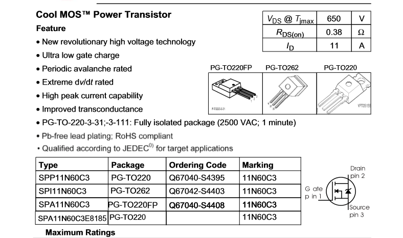 N-Channel MOSFET 11N60
