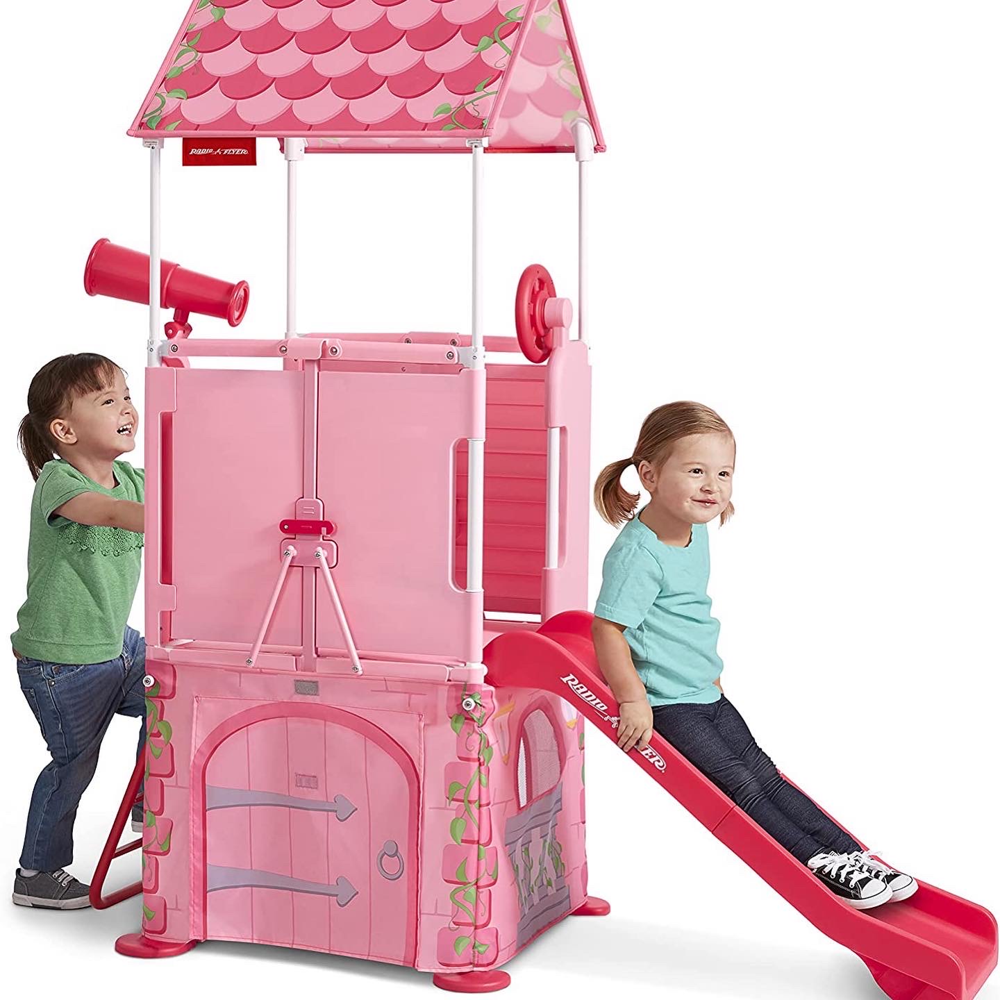 Radio Flyer Play & Fold Away Princess Castle, Toddler Climber, Kids Playhouse