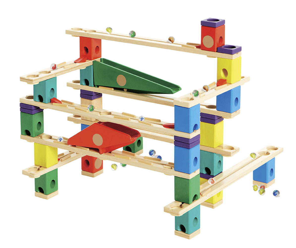 รางลูกแก้ว Hape Quadrilla Wooden Marble Run Construction