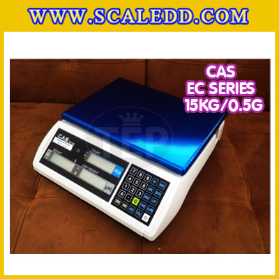 เครื่องชั่งนับจำนวนตั้งโต๊ะ15kg เครื่องชั่งน้ำหนัก15kg เครื่องชั่ง15kg กิโล ตาชั่งนับชิ้นงาน15kg เครื่องชั่งดิจิตอล15kg. ความละเอียด0.5g ยี่ห้อ CAS รุ่น EC (เครื่องชั่งผ่านตรวจรับรอง)