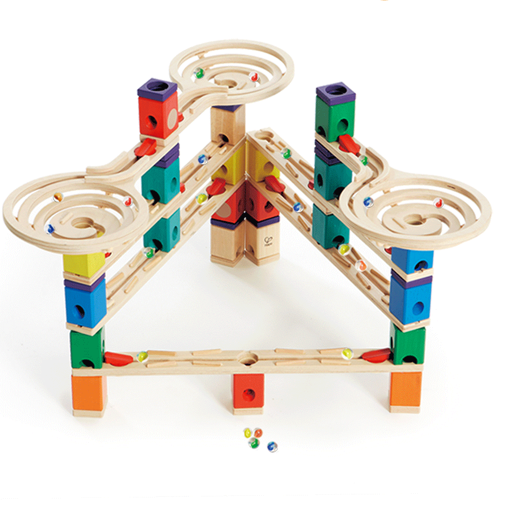 รางลูกแก้ว Hape Quadrilla Wooden Marble Run Construction