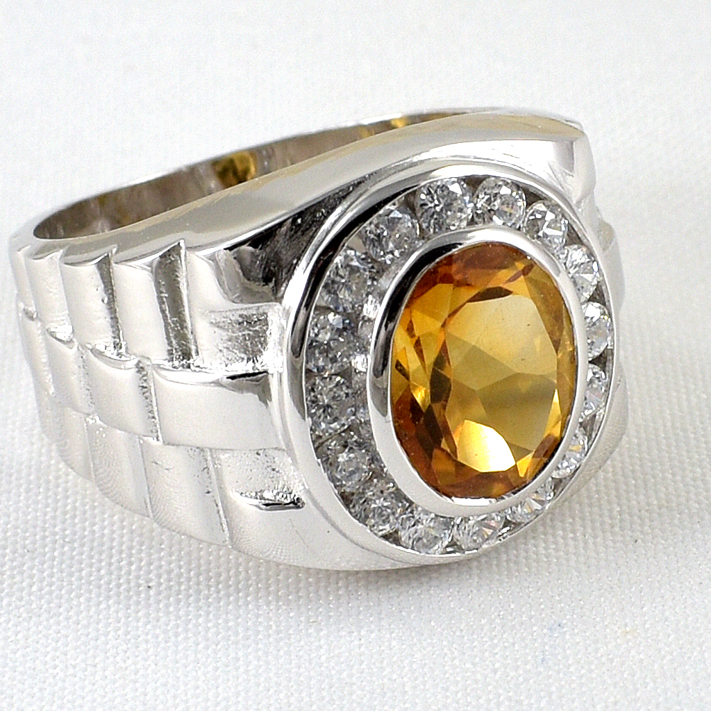 แหวนเงินแท้ราคาถูกชุบทองคำขาว ซิทรินแท้ 2.65 กะรัต เพชรCZ 0.64 กะรัต งานประณีตสวยงาม สั่งผลิตค่ะ