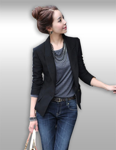 เสื้อสูทผู้หญิงแขนยาวสีดำสไตล์เรียบหรู มี 6 ไซส รหัส1811