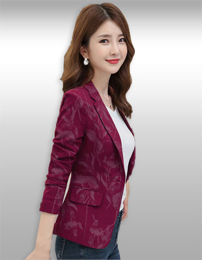 เสื้อสูทผู้หญิงสีแดงไวน์แบบสวยหรูสไตล์เกาหลีมี 5 ไซส รหัส2237