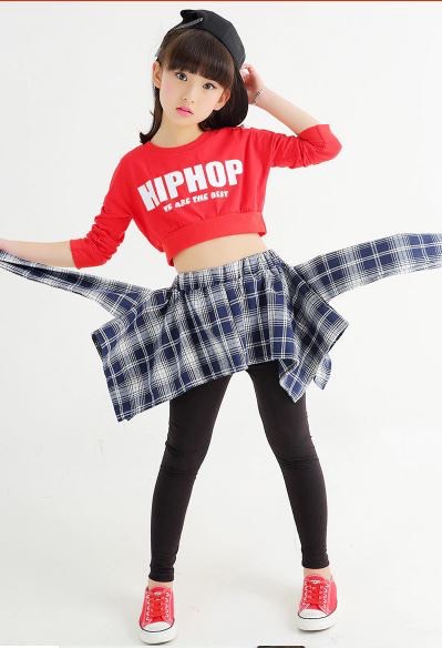 ชุดเต้น สตรีทแดนซ์ เสื้อแขนยาวดำ-แดง+กางเกงขายาว