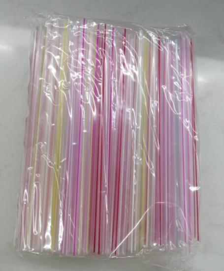 (10แพ็ค/ถุง) หลอดสั้นใส-ลาย ตราดาว