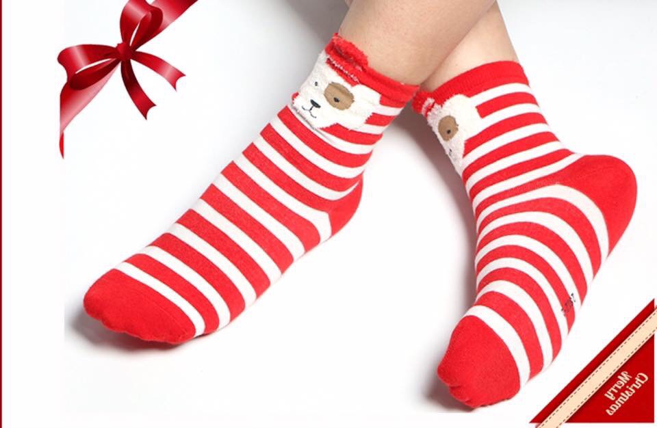 Fถุงเท้าเด็ก ลายคริสมาสต์