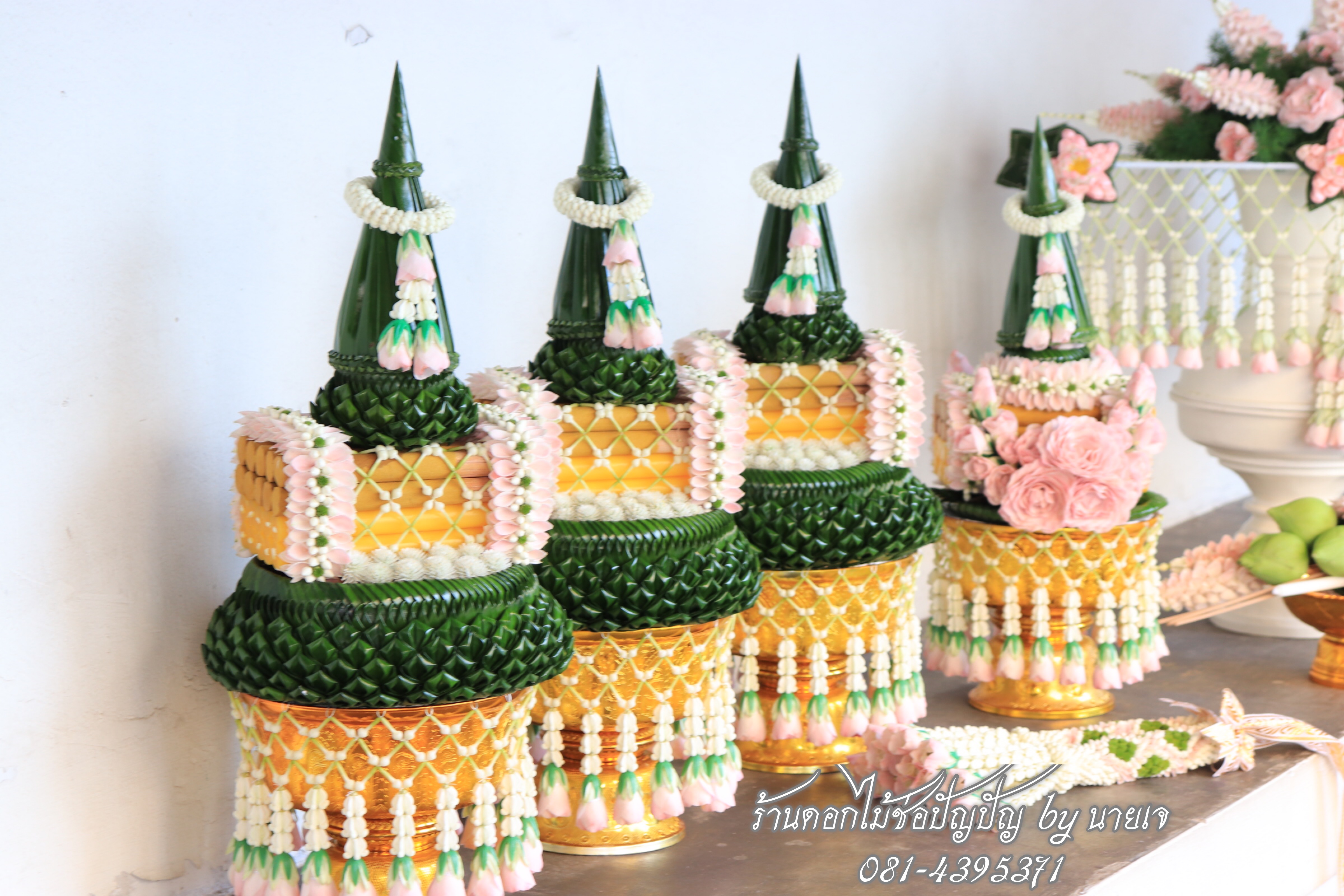 ชุดเครื่องบวชดอกไม้สด ชุดC7 24พย.61 วัดสระเกศฯ