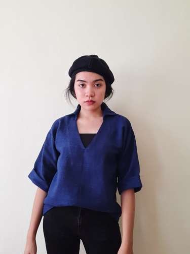 ผ้าฝ้ายฮัมพื้นย้อมสีธรรมชาติวิ่งไปทำงาน T1 น้ำเงิน,ครีม,ชมภู่,ขาว M,L,XL,XXL