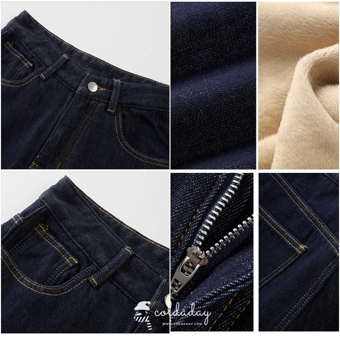 กางเกงยีนส์กันหนาว Warm Wide-Leg denim / S-XL