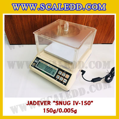 เครื่องชั่งดิจิตอลทศนิยม3ตำแหน่ง 150g x 0.005g เครื่องชั่งน้ำหนักดิจิตอล150กรัม เครื่องชั่งน้ำหนัก150g เครื่องชั่งละเอียดสูง ตาชั่งละเอียดสูง150กรัม พิกัดน้ำหนัก 150g ความละเอียด0.005g ยี่ห้อ JADEVER รุ่น SNUG IV-150
