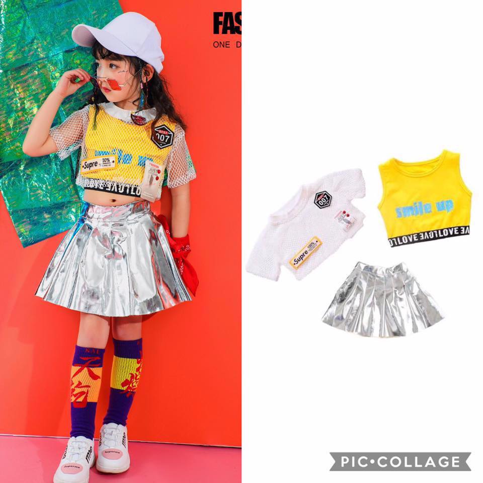 ชุดเต้น ฮิปฮอป เสื้อตาข่าย+เสื้อตัวใน