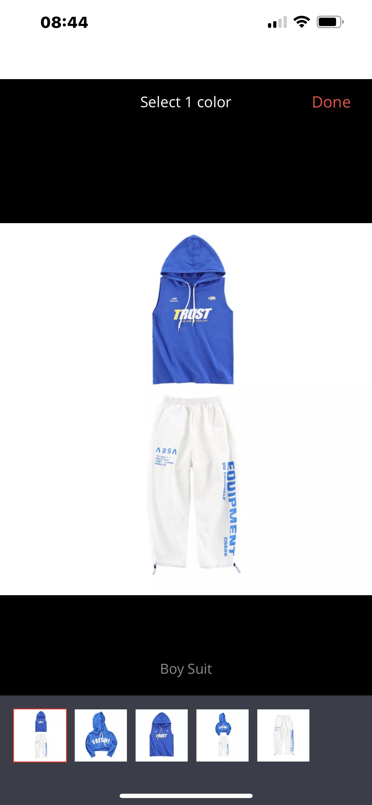 พร้อมส่ง ชุดเต้น ชุดแดนซ์ เสื้อน้ำเงิน กางเกงวอร์มขาว